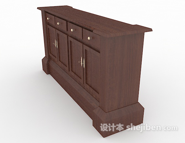设计本棕色欧式实木边柜3d模型下载