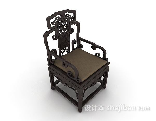 中式太师椅3d模型下载