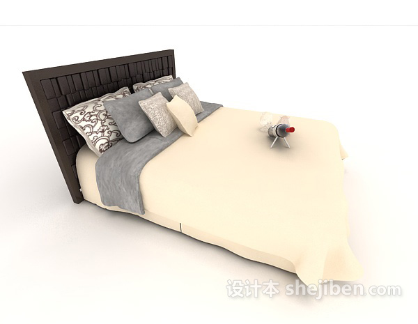 设计本欧式风格简约家居床3d模型下载