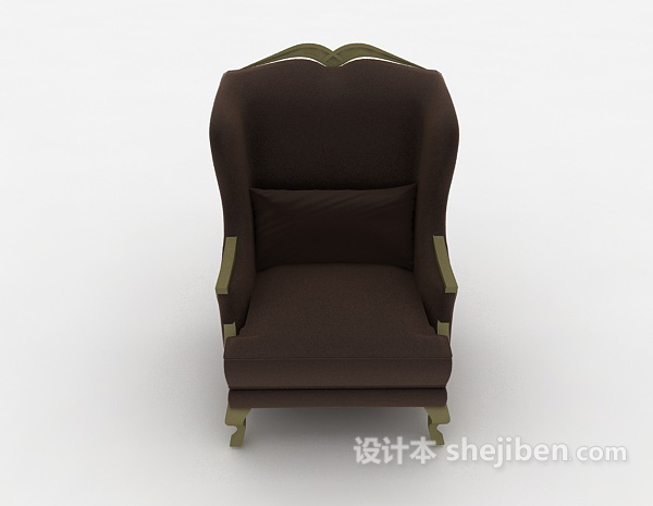 欧式风格欧式风格棕色单人沙发3d模型下载