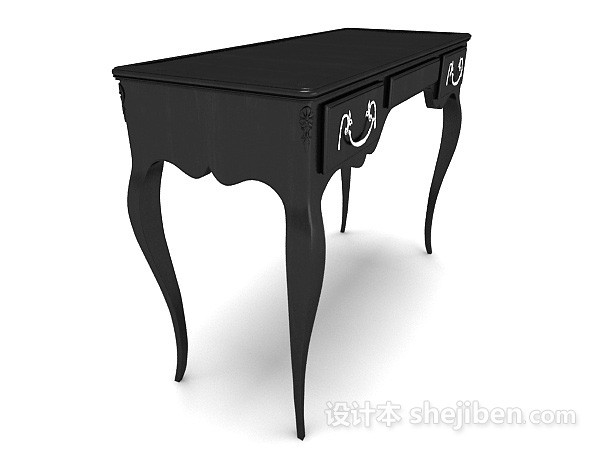 设计本黑色欧式简约书桌3d模型下载