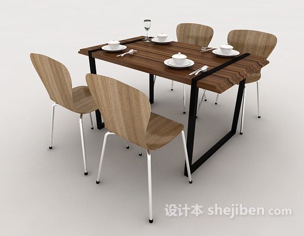 设计本简约现代风格餐桌3d模型下载
