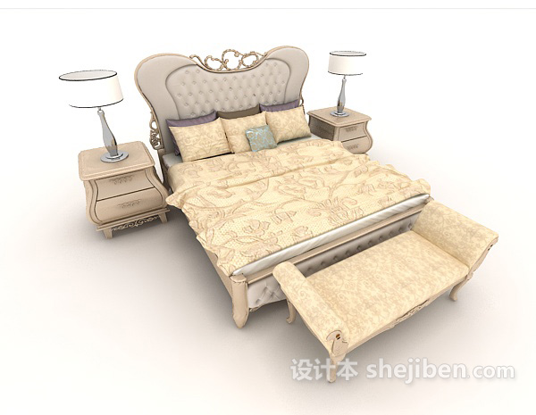欧式风格欧式简约家居床3d模型下载