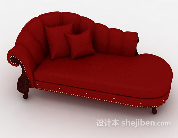 设计本大红欧式贵妃椅3d模型下载