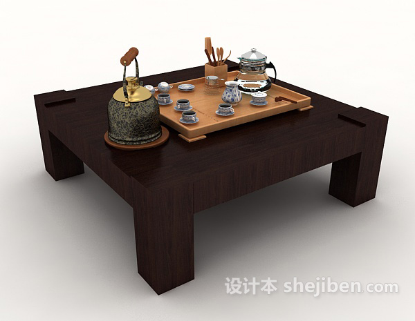 设计本家居实木茶几桌3d模型下载
