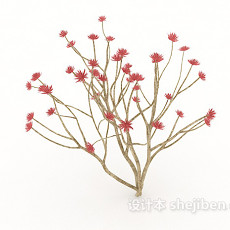 红色室外植物3d模型下载