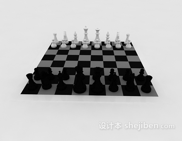 现代风格国际象棋棋盘3d模型下载