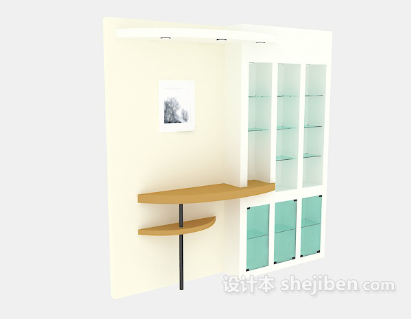 设计本白色简洁展示柜3d模型下载
