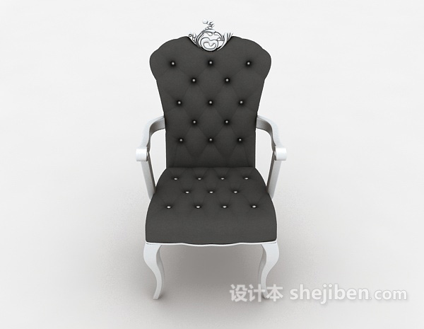 欧式风格灰色简约单人沙发3d模型下载