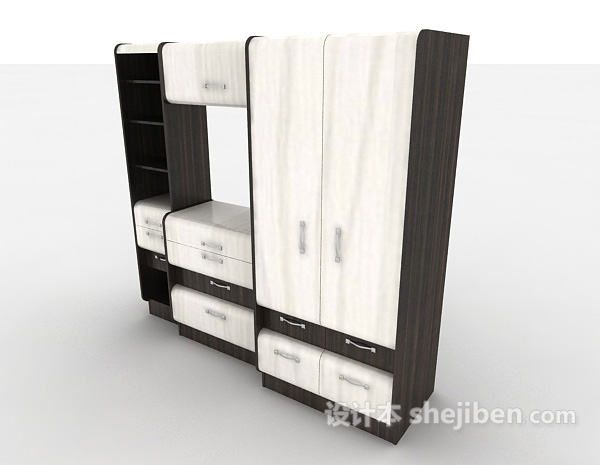 设计本黑白间家居衣柜3d模型下载