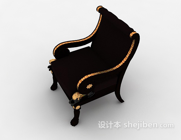 设计本棕色欧式家居椅3d模型下载