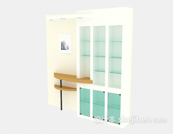 现代风格白色简洁展示柜3d模型下载