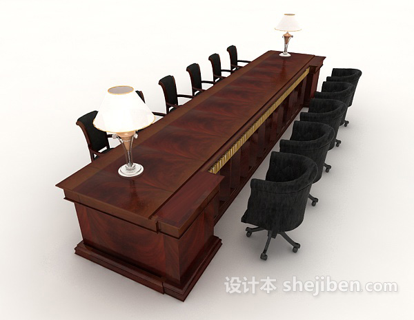 设计本高级会议桌椅组合3d模型下载