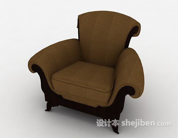 免费欧式棕色家居椅3d模型下载