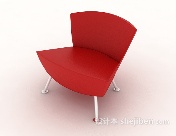 免费红色常见休闲椅3d模型下载