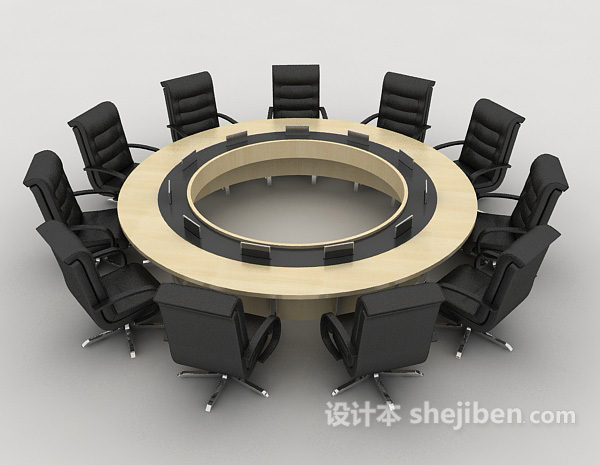 设计本高档圆形会议桌3d模型下载