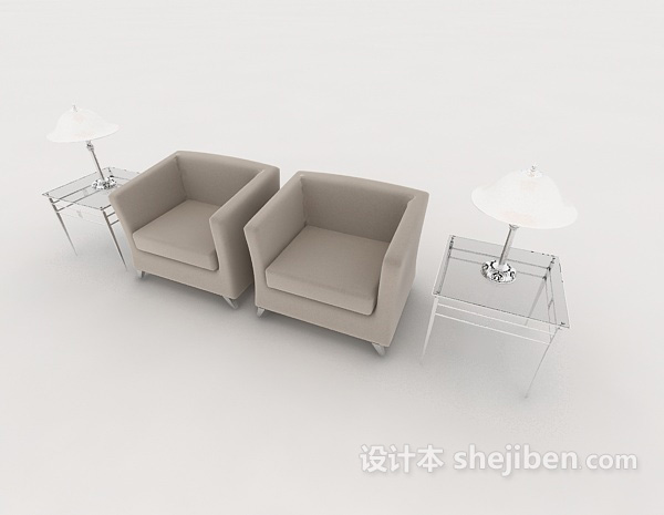 现代风格简约灰色单人沙发3d模型下载