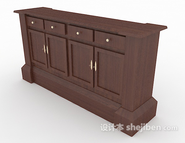 免费棕色欧式实木边柜3d模型下载