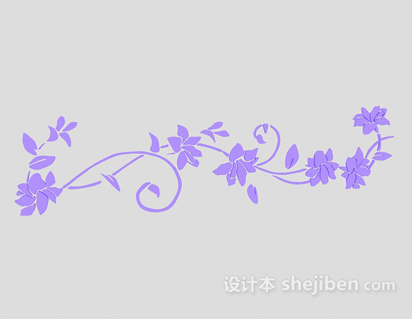 现代风格紫色花纹墙饰3d模型下载