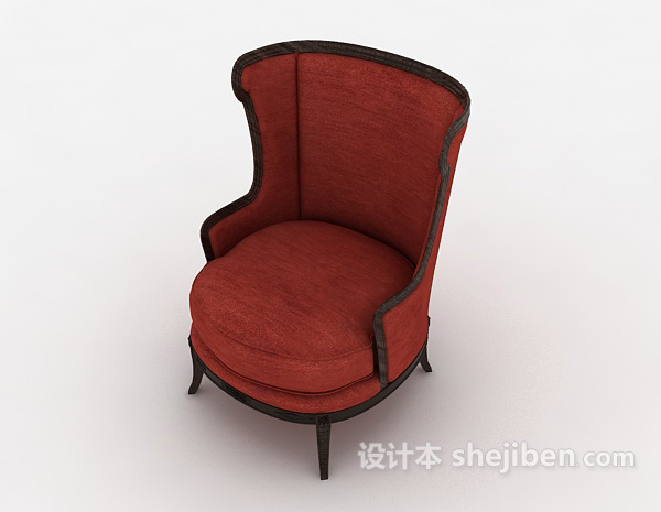 免费红色简约欧式沙发3d模型下载