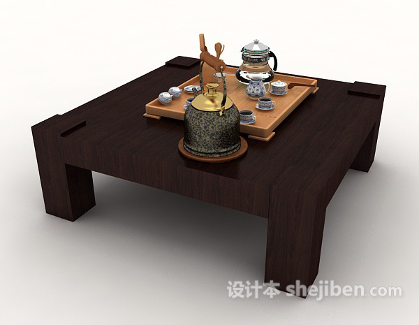 免费家居实木茶几桌3d模型下载