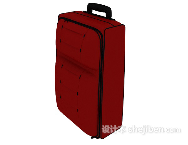 设计本红色行李箱3d模型下载