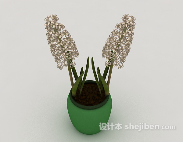 设计本风信子绿色盆栽3d模型下载