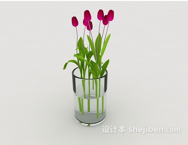 设计本鲜花盆栽摆设品3d模型下载