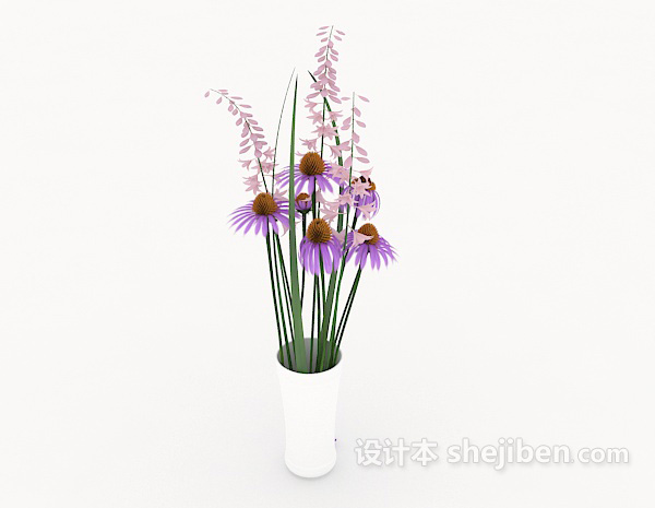 现代风格紫色家居摆设盆栽3d模型下载