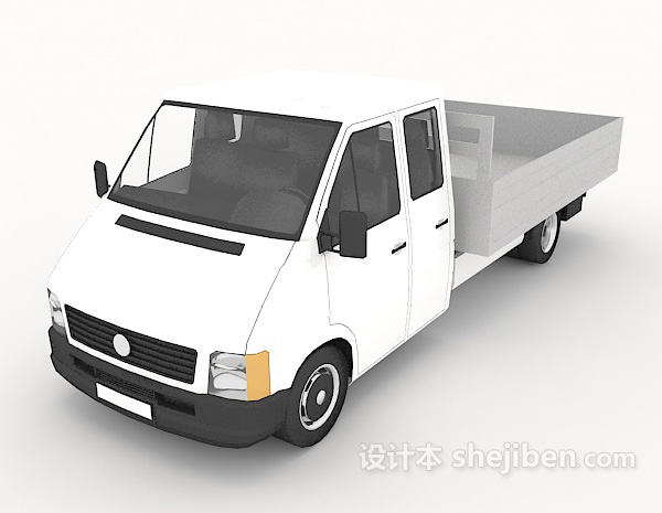 免费白色运输货车3d模型下载