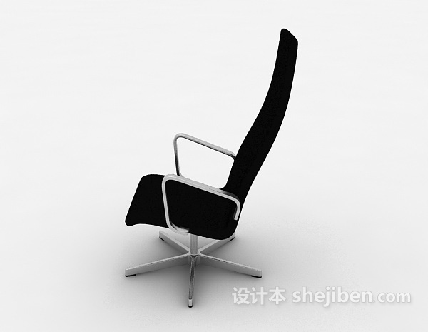 设计本黑色简约高背休闲椅3d模型下载