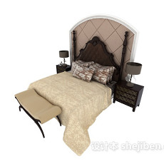 美式家居式双人床3d模型下载