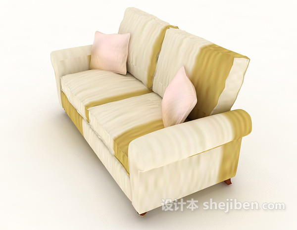 设计本简约布艺双人沙发3d模型下载