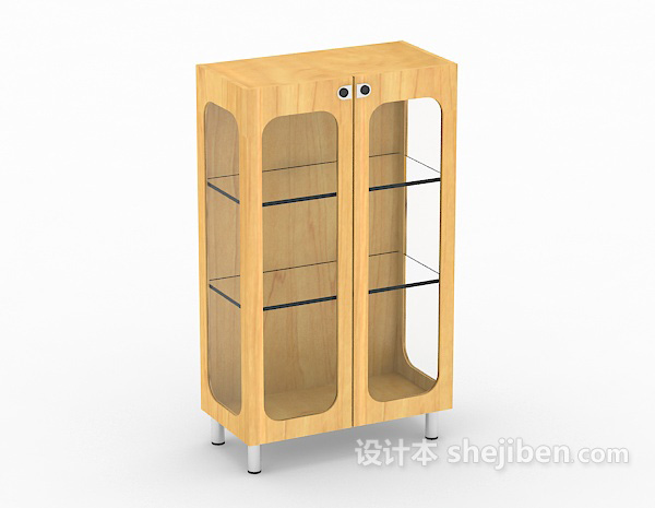 现代风格实木展示柜3d模型下载