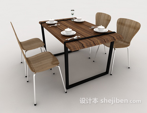 免费简约现代风格餐桌3d模型下载