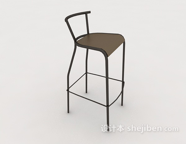 设计本棕色简约吧台椅3d模型下载