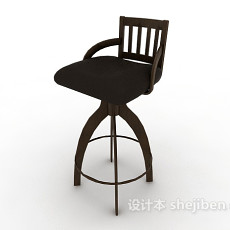 实木深色吧台椅3d模型下载