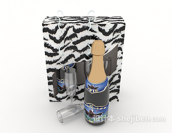 现代风格酒瓶礼袋3d模型下载