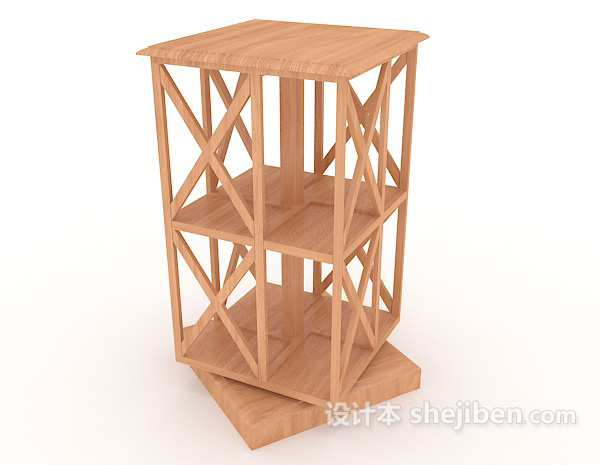 免费小型实木杂物储物架3d模型下载