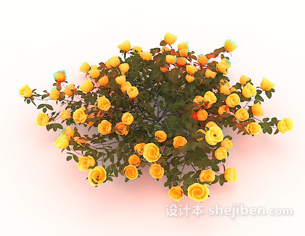 设计本黄色植物花丛3d模型下载
