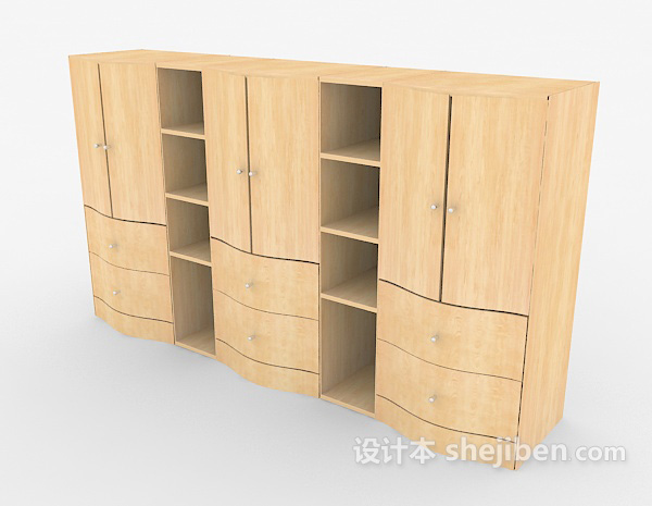 设计本黄色实木衣柜3d模型下载