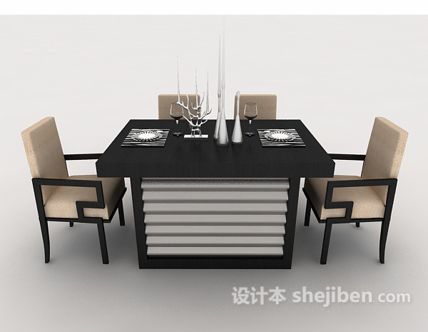 现代风格现代简约家居餐桌3d模型下载
