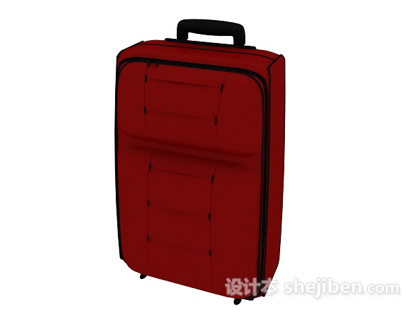 免费红色行李箱3d模型下载