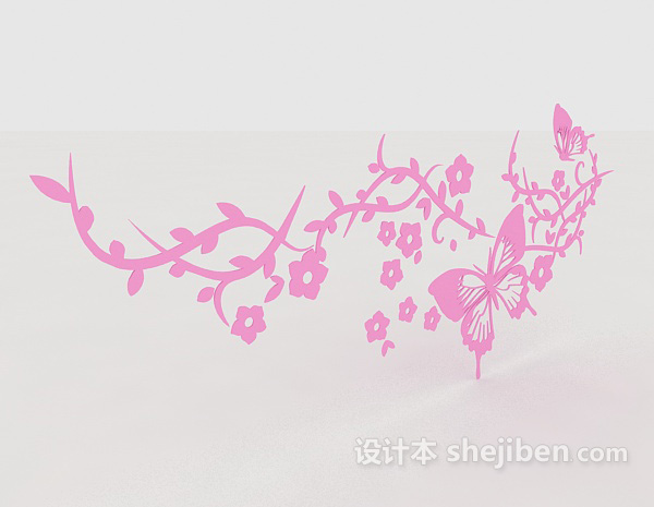 设计本粉色墙绘3d模型下载
