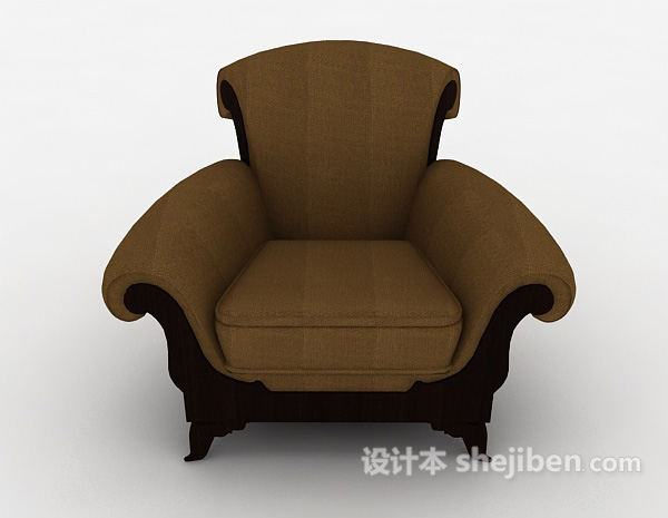 欧式风格欧式棕色家居椅3d模型下载