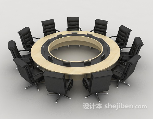 现代风格高档圆形会议桌3d模型下载