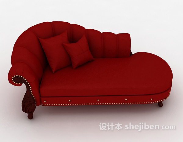欧式风格大红欧式贵妃椅3d模型下载