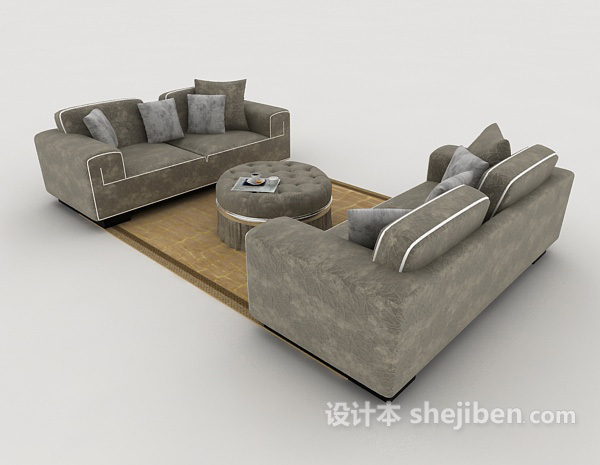 家居多人组合沙发3d模型下载