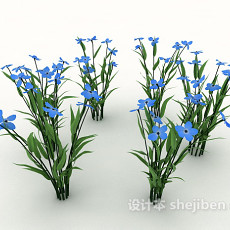 蓝色植物花丛3d模型下载