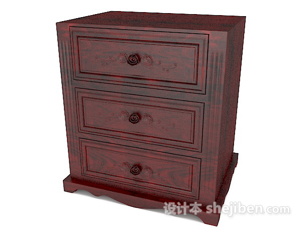 中式风格中式红木床头柜3d模型下载